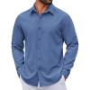 imageCOOFANDY Mens Casual Button Down Shirt Long Sleeve Untucked Shirt Wrinkle Free Denim Dress ShirtDenim Blue