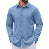 imageCOOFANDY Mens Casual Button Down Shirt Long Sleeve Untucked Shirt Wrinkle Free Denim Dress ShirtLight Blue