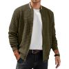 imageCOOFANDY Mens Casual Jacket Lightweight Waffle Bomber Sweatshirt Sweater Jacket Zip Up Varsity CoatArmy Green