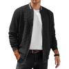 imageCOOFANDY Mens Casual Jacket Lightweight Waffle Bomber Sweatshirt Sweater Jacket Zip Up Varsity CoatBlack