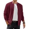 imageCOOFANDY Mens Casual Jacket Lightweight Waffle Bomber Sweatshirt Sweater Jacket Zip Up Varsity CoatRed