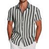 imageCOOFANDY Mens Cuban Guayabera Shirt Short Sleeve Button Down Shirts Casual Summer Beach Linen ShirtsBlack Stripe