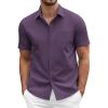 imageCOOFANDY Mens Dress Shirts Short Sleeve Business Casual Regular Fit Button Down Shirts with PocketDark Purple