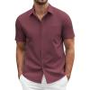 imageCOOFANDY Mens Dress Shirts Short Sleeve Business Casual Regular Fit Button Down Shirts with PocketDeep Red