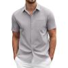 imageCOOFANDY Mens Dress Shirts Short Sleeve Business Casual Regular Fit Button Down Shirts with PocketGrey