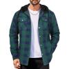 imageCOOFANDY Mens Flannel Shirt Jacket Cotton Quilted Lined Plaid Shirt Long Sleeve Button Down Hoodie JacketsBlue Green PlaidTurquoise Plaid
