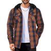 imageCOOFANDY Mens Flannel Shirt Jacket Cotton Quilted Lined Plaid Shirt Long Sleeve Button Down Hoodie JacketsNavy Brown Plaid