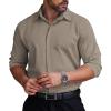 imageCOOFANDY Mens Formal Dress Shirt Hidden Button Front Wrinkle Free Shirt Regular Fit Stretch Business Casual ShirtsKhaki