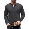 imageCOOFANDY Mens Knit Henley TShirts Dress Long Sleeve Sweater Casual Collarless Quarter Button PulloverDark Gray