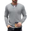 imageCOOFANDY Mens Knit Henley TShirts Dress Long Sleeve Sweater Casual Collarless Quarter Button PulloverLight Grey
