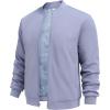 imageCOOFANDY Mens Lightweight Bomber Jacket Casual Stylish Fall Jackets Full Zip Knit Jackets Varsity Textured CoatLight Blue