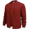 imageCOOFANDY Mens Lightweight Bomber Jacket Casual Stylish Fall Jackets Full Zip Knit Jackets Varsity Textured CoatWine Red