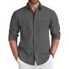 imageCOOFANDY Mens Long Sleeve Button Down Shirt Wrinkle Free Untucked Dress Shirt Casual Denim ShirtGrey