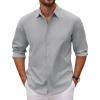 imageCOOFANDY Mens Long Sleeve Button Down Shirts Casual Untucked Dress Shirt Beach Wedding ShirtsLight Gray