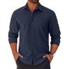 imageCOOFANDY Mens Long Sleeve Button Down Shirts Casual Untucked Shirts for Men Dress Shirts Wedding ShirtsDark Blue