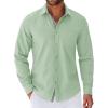 imageCOOFANDY Mens Long Sleeve Casual Button Down Shirts Untucked Shirts for Men Regular Fit Dress ShirtLight Green