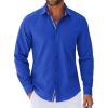 imageCOOFANDY Mens Long Sleeve Casual Button Down Shirts Untucked Shirts for Men Regular Fit Dress ShirtRoyal Blue