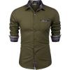 imageCOOFANDY Mens Long Sleeve Dress Shirt Plaid Collar Casual Button Down ShirtsArmy Green