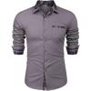 imageCOOFANDY Mens Long Sleeve Dress Shirt Plaid Collar Casual Button Down ShirtsGrey