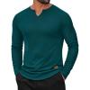 imageCOOFANDY Mens Long Sleeve Muscle T Shirts Casual VNeck Slim Fit Longline Ribbed Shirts Stretch Tee ShirtsGreen