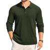 imageCOOFANDY Mens Long Sleeve Polo Knit Polo Sweater Collared Pullover Casual Golf Polo SweaterArmy Green