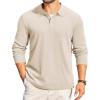 imageCOOFANDY Mens Long Sleeve Polo Knit Polo Sweater Collared Pullover Casual Golf Polo SweaterBeige