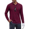 imageCOOFANDY Mens Long Sleeve Polo Shirts Moisture Wicking Golf Shirts Athletic Collared Shirt Lightweight Cooling ShirtWine Red