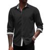 imageCOOFANDY Mens Long Sleeve Wrinkle Free Dress Shirts Inner Contrast Business Casual Button Down ShirtBlackwhite