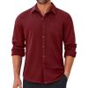 imageCOOFANDY Mens Long Sleeve Wrinkle Free Shirts Casual Button Down Stretch Dress Shirt with PocketWine Red
