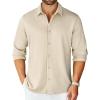 imageCOOFANDY Mens Long Sleeve Wrinkle Free Shirts Stretch Dress Shirts Regular Fit Button Down ShirtLight Khaki