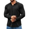 imageCOOFANDY Mens Muscle Fit Dress Shirts Wrinkle Free Long Sleeve Button Down Shirt Stretch Business ShirtBlack