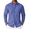 imageCOOFANDY Mens Oxford Shirt Long Sleeve Casual Button Down Shirts Soild Dress Shirts with PocketRoyal Azure