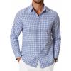 imageCOOFANDY Mens Plaid Button Down Shirt Cotton Long Sleeves Shirt Casual Dress ShirtWhite Blue Plaid