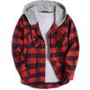 imageCOOFANDY Mens Plaid Hoodie Flannel Shirt Jacket Long Sleeve Casual Fashion Button ShirtsWine Red
