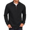 imageCOOFANDY Mens Quarter Zip Fleece Pullover Lightweight Mock Neck SweatshirtBlack