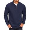 imageCOOFANDY Mens Quarter Zip Fleece Pullover Lightweight Mock Neck SweatshirtNavy Blue
