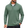 imageCOOFANDY Mens Quarter Zip Pullover Mock Neck Quilted Sweatshirt Lightweight Slim Fit Casual Long Sleeve Polo ShirtDark Green