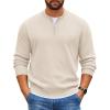 imageCOOFANDY Mens Quarter Zip Pullover Slim Fit Knit Sweater Lightweight Mock Neck Casual SweatersLight Khaki