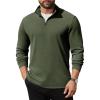 imageCOOFANDY Mens Quarter Zip Up Pullover Long Sleeve Sweatshirt Mock Neck Golf Polo SweaterArmy Green