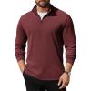 imageCOOFANDY Mens Quarter Zip Up Pullover Long Sleeve Sweatshirt Mock Neck Golf Polo SweaterWine Red