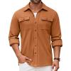 imageCOOFANDY Mens Shirt Jacket Long Sleeve Overshirt Casual Button Down Shacket Thermal Shirts with PocketsLight Brown