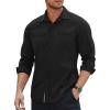 imageCOOFANDY Mens Shirt Slim Fit Dress Solid Button Down Work Business with Pockets 01Black Large Long Sleeve
