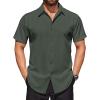 imageCOOFANDY Mens Short Sleeve Dress Shirts Stretch Wrinkle Free Button Down Shirt Casual Summer TopArmy Green