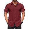 imageCOOFANDY Mens Short Sleeve Dress Shirts Stretch Wrinkle Free Button Down Shirt Casual Summer TopWine Red