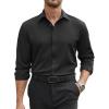 imageCOOFANDY Mens Stretch Dress Shirts Long Sleeve Button Down Shirt Regular Fit Formal Business ShirtsA Black