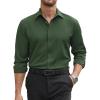 imageCOOFANDY Mens Stretch Dress Shirts Long Sleeve Button Down Shirt Regular Fit Formal Business ShirtsDeep Green