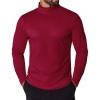 imageCOOFANDY Mens Turtleneck Shirt Long Sleeve Pullover Sweater Slim Fit Lightweight Thermal Undershirt TopsWine Red