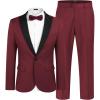 imageCOOFANDY Mens Wedding Suits 2 Piece Tuxedo Jacket One Button Peak Lapel Suit Jacket Dress Pants for DinnerPromParty Wine Red