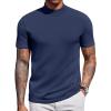 imageCOOFANDY Mock Turtleneck for Men Short Sleeve Casual Stylish Basic Top Stretch Sweater SkinFriendly MaterialNavy Blue