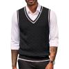 imageCOOFANDY Sweater Vest for Men Regular Fit V Neck Sleeveless Knitted Pullovers SweaterBlack
